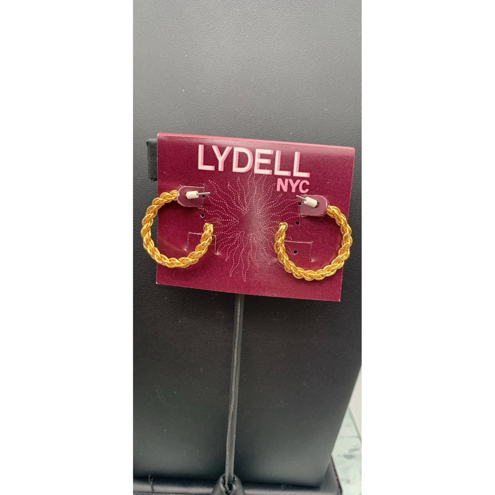 NWT Lydell NYC Gold Tone Rope Hoop Pierced Earrings Classic Beauty